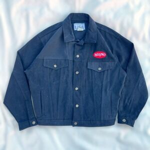 VTG Rhino Denim Jacket Men's Size M Black Trucker Patch USA Trucker Workwear EUC
